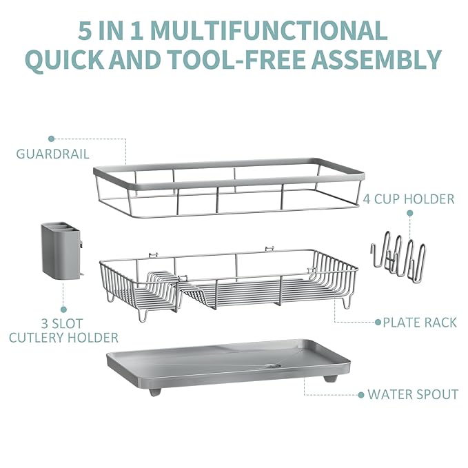 Dish Drying Rack for Kitchen Counter, Large Dish Racks - Image 7