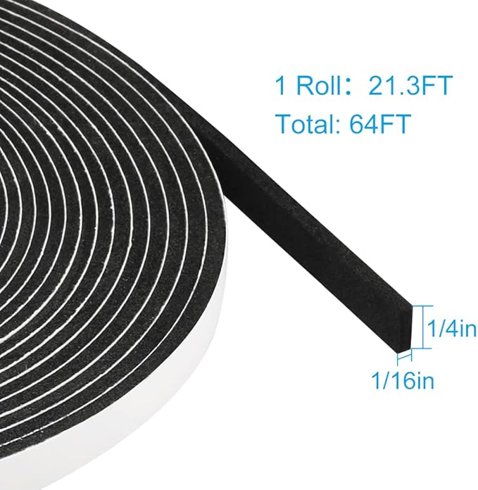 Seal Foam Tape, 1/4 Inch W x 1/16 Inch T Weather Stripping - Image 2