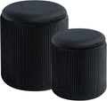 Round Set of 2 Ottoman with Storage-Upholstered Velvet Vanity Stool by HomePage