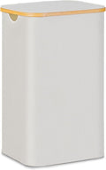 100L Laundry Hamper with Lid, Lagre Basket with Bamboo Handles, Foldable by Merkisa