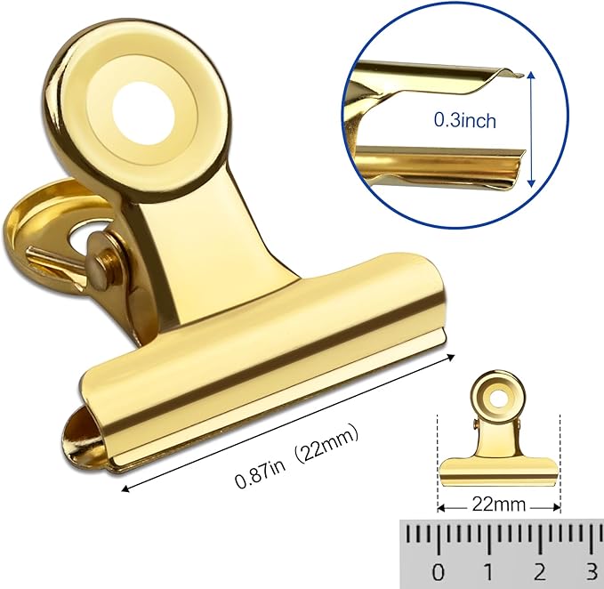 30 Pack Small Bull Clips 0.87 Inch Mini Metal Hinge Clips Binder Paper Hinge - Image 2