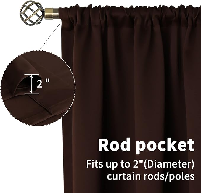 BGment Brown Blackout Curtains for Bedroom 63 Inch Length - Image 5