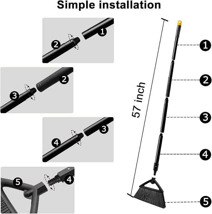 2PCS Heavy Duty Angle Broom, Long Pole Brooms - Image 8