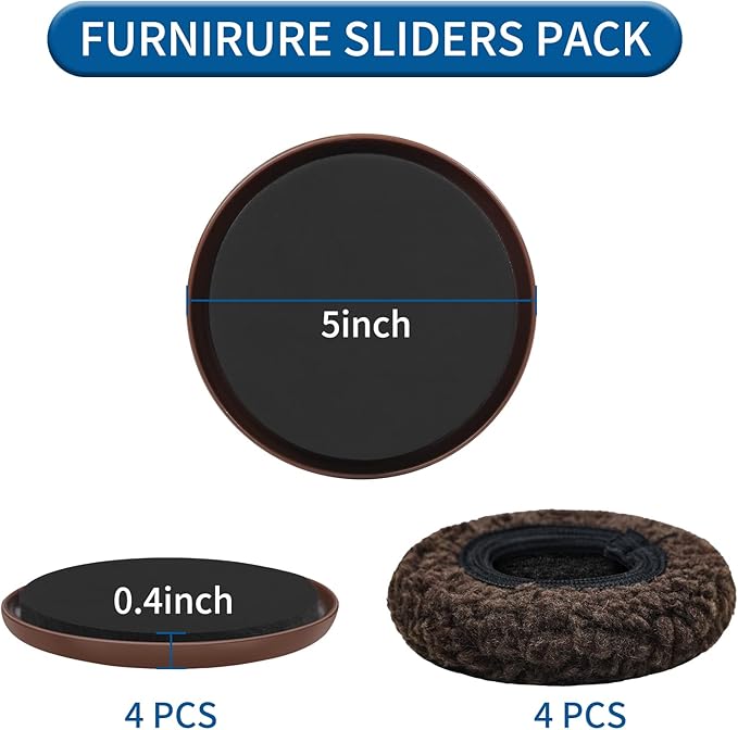 5" Furniture Sliders, 2-in-1 Furniture Movers Sliders - Image 2