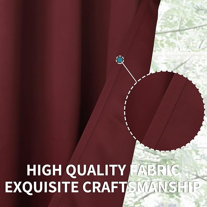 BGment Burgundy Blackout Curtains 36 Inch Length - Image 6