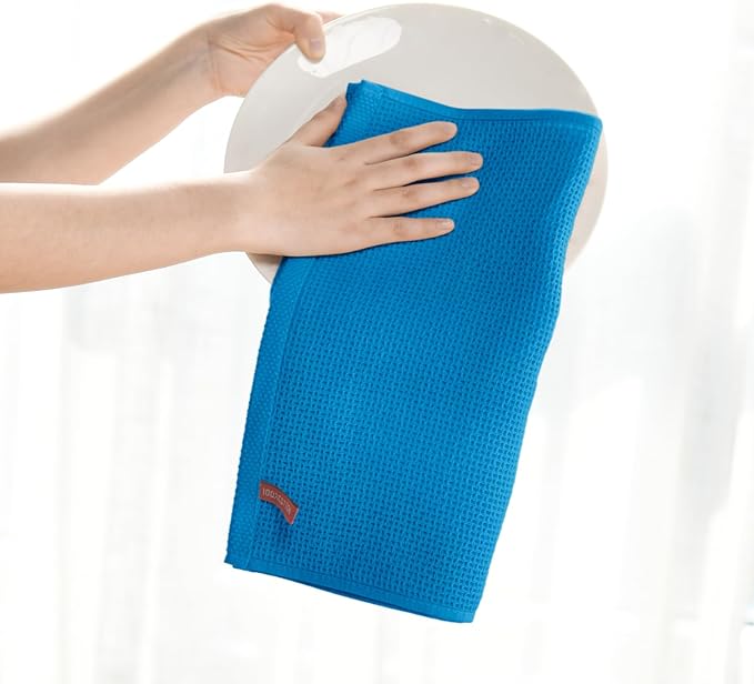 Artoid Mode 100% Cotton Sky Blue Waffle Weave Kitchen Dish Cloths, 12x12 Inch - Image 3