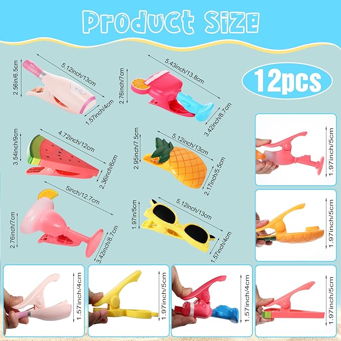 Honoson 12 Pcs Beach Towel Clips Beach Chairs Clips Plastic Swimming Pool Towel - Image 2
