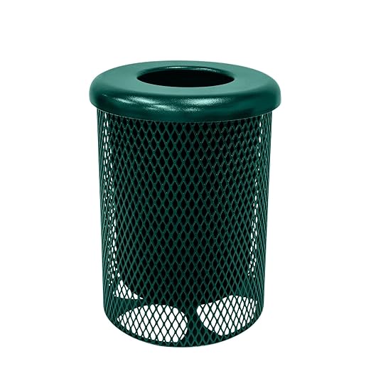 COATEDOUTDOORFURNITURE RFT-TXTGRN Heavy Duty Round Trash Receptacle by CoatedOutdoorFurniture