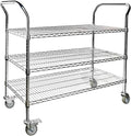 Northsky 3-Shelf Wire Utility Cart on Wheels, Chrome Finish Rolling Metal by NorthSky