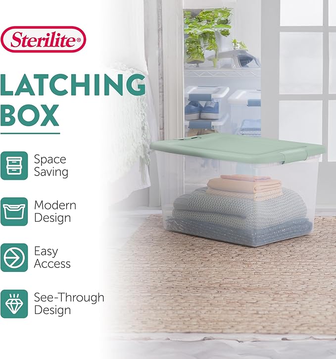 Sterilite 6 Pack Latching Box, 64 Quart, Mindful Mint - Image 5