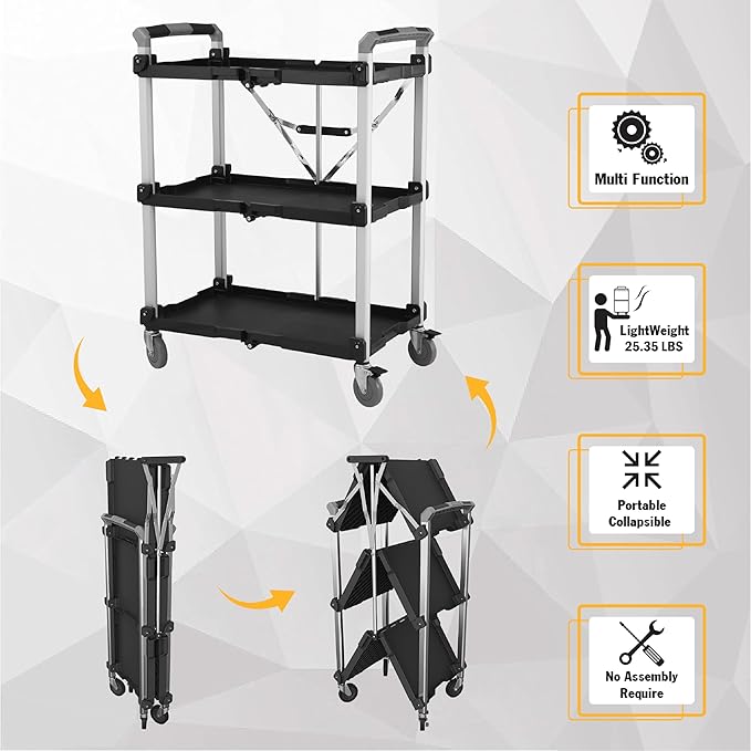 Olympia Tools 85-189 Pack N Roll Collapsible Service Cart, 300LB Capacity - Image 4