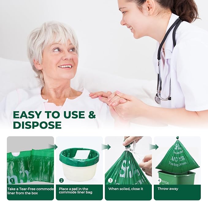 Commode Liners with Absorbent Pads, Universal Disposable Commode/Bed Pan Liners - Image 2