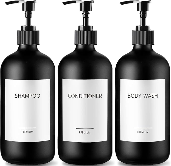 GMISUN Black Shampoo and Conditioner Dispenser, Shower Soap Dispenser Bottles by GMISUN