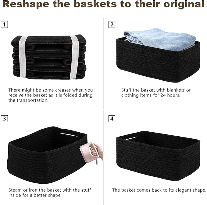3 Pack Small Storage Baskets for Organizing, Cute Woven Decorative Gift Baskets - Image 7