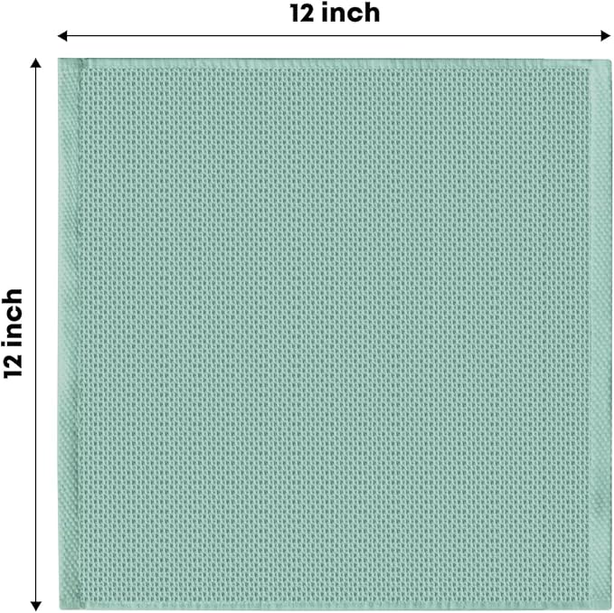 Artoid Mode 100% Cotton Light Green Waffle Weave Kitchen Dish Cloths, 12x12 - Image 6