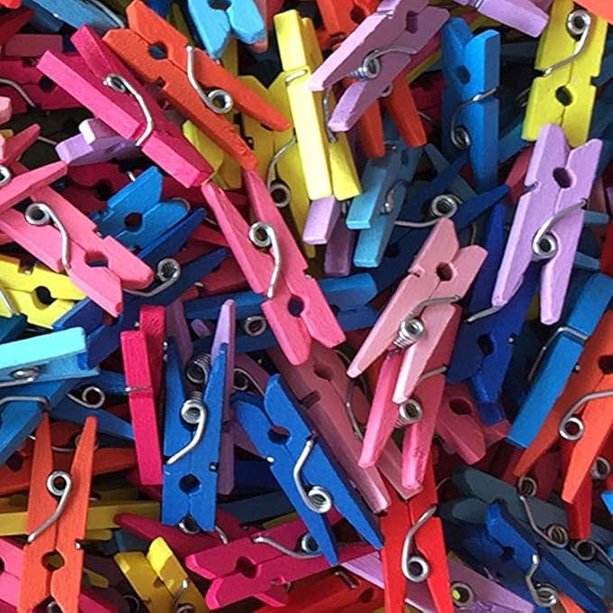 DurReus 50pcs Small Wood Clothes Pins Pegs Hangers Picture Display Art Crafts - Image 8