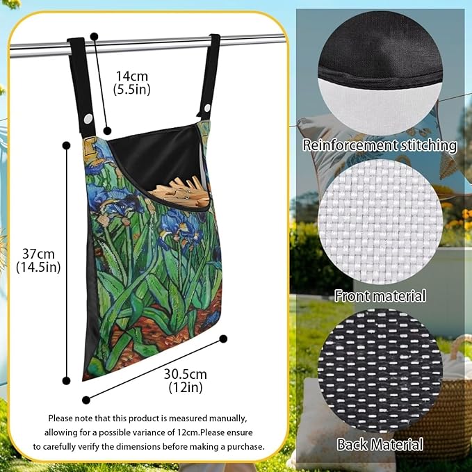 Floral Print Clothespin Organizer Bag Fashion Clothespin Storage Organizer - Image 6