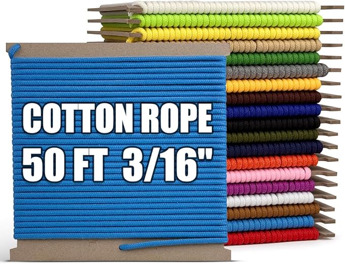 PerkHomy 500lb Cotton Rope 3/16" 50 ft Multi Purpose Utility Diamond Braided by PerkHomy