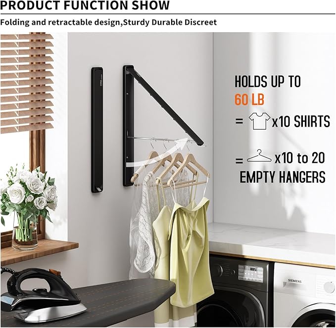 Clothes Drying Rack for Laundry Drying Rack Wall Mounted Clothes Hanger Rack - Image 2