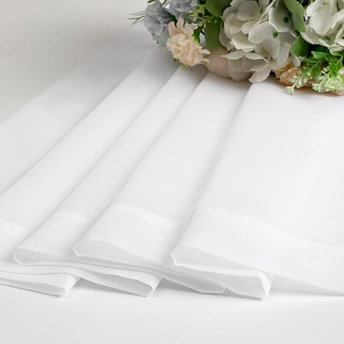Chyhomenyc White Sheer Curtains 30 inch Length 2 Panels, Light Filtering Voile - Image 5