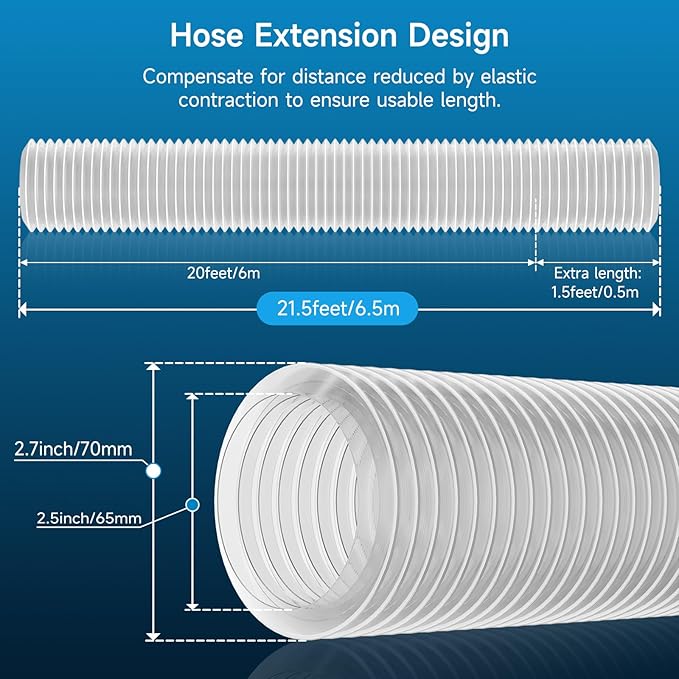 Hon&Guan 2 1/2" x 20' Dust Collection Hose, Flexible Clear Odorless PVC Dust - Image 5