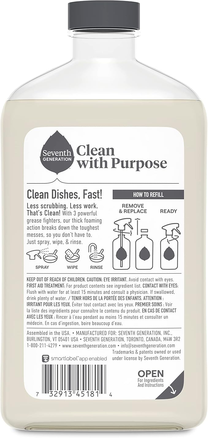 Seventh Generation Foaming Dish Spray, 3 Refills and 1 Sprayhead, 16 Fl Oz - Image 2