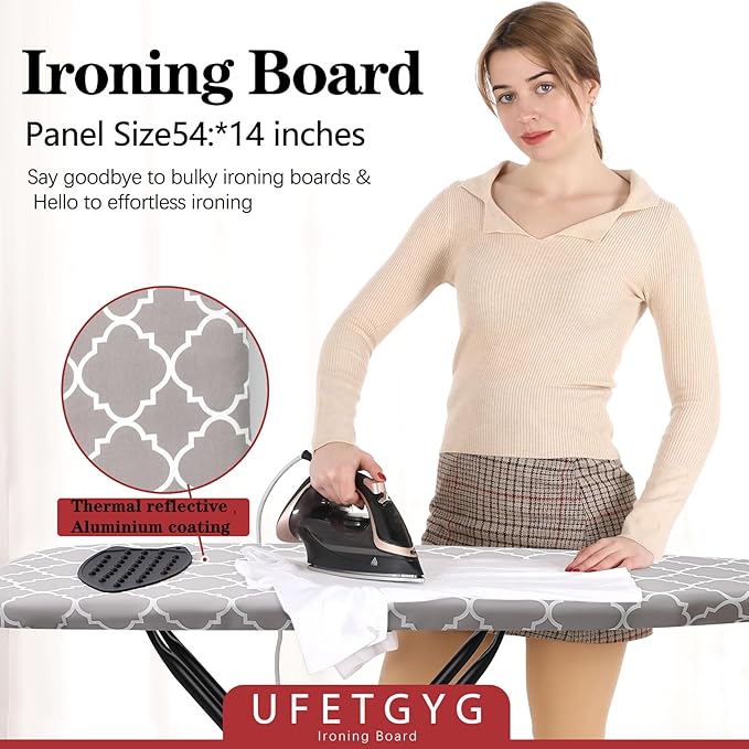 Ironing Board with Silicone Iron Rest pad, Extra Thick Cover, 14x54 Compact and - Image 6