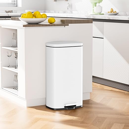 Arlopu 8 Gallon Step Trash Can, Stainless Steel Garbage Bin, Soft-Close Rubbish - Image 3