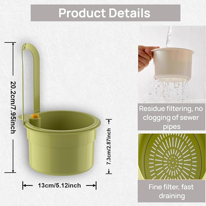 Faucet Hanging Strainer Kitchen Sink Food Waste Catcher Drain Basket, Plastic - Image 5
