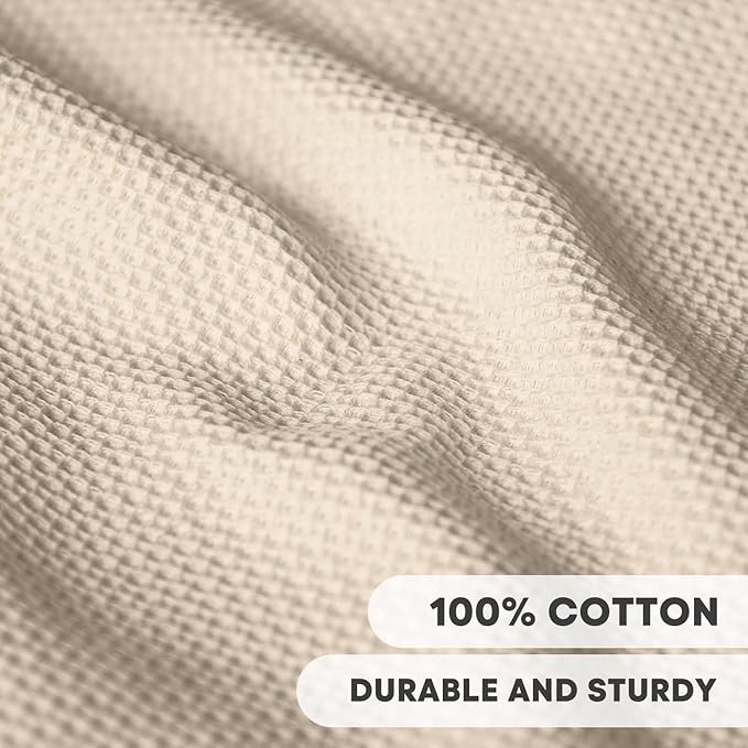 Artoid Mode 100% Cotton Beige Dark Grey Waffle Weave Kitchen Dish Cloths - Image 2
