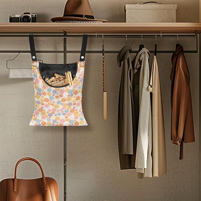 2 Pcs Flower Clothes Pin Hanging Bag, Clothespin Bag Organizer Clothes Pin Bag - Image 4