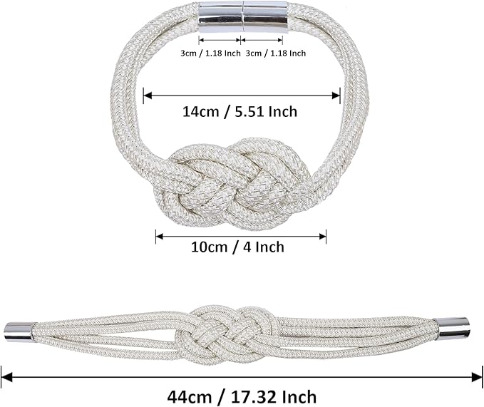 2 Pack Magnetic Curtain Tiebacks, Hand Weave Rope Knot Decorative Curtain - Image 2