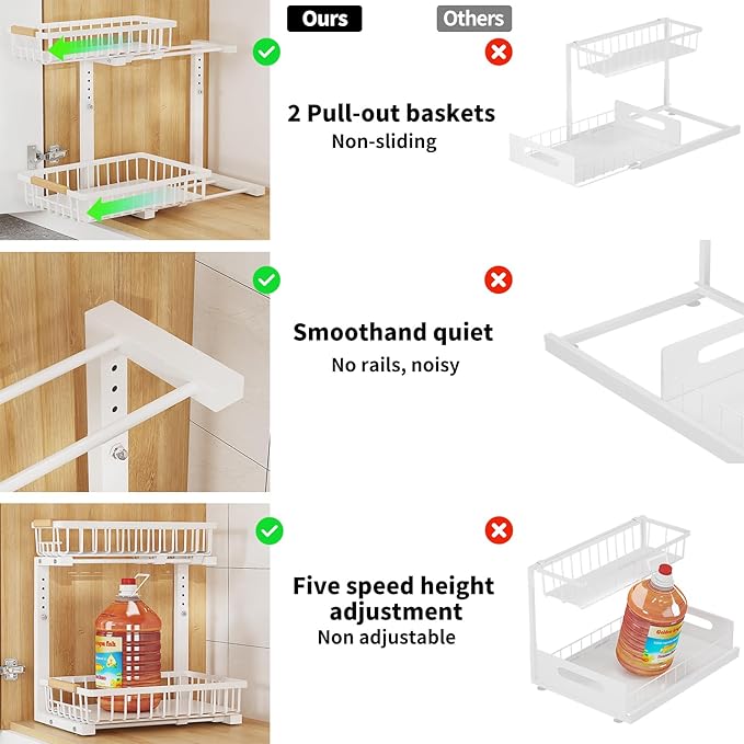 Under Sink Organizer, 2 Tier Slide Out Under Sink Organizers and Storage - Image 4