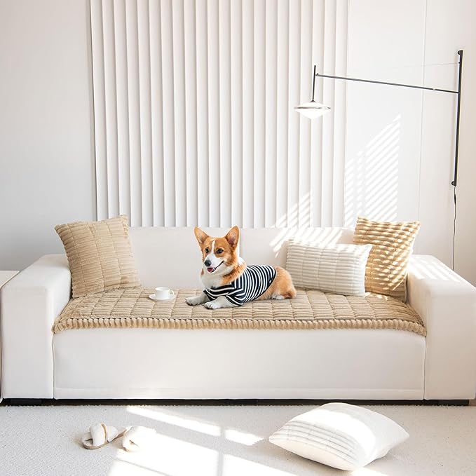 OTOB Sofa Covers for 3 Cushion Couch Washable, Fuzzy Non Slip Pet Friendly - Image 6