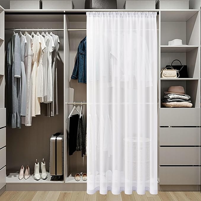 Tollpiz Short Sheer Door Curtain Closet Linen Textured Curtain Sheers Doorway - Image 3