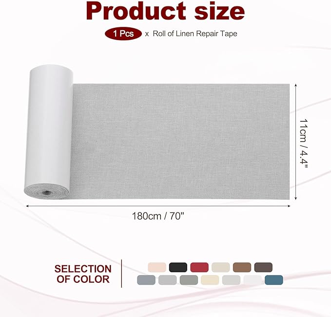 PATIKIL 70x4.4 Inch Linen Repair Tape, Repair Fabric Patch Self Adhesive Couch - Image 2