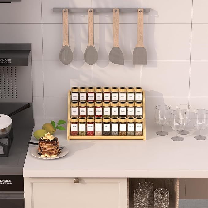 Bamboo Tiered Spice Rack, for Countertop Spice Organizer for Pantry Spice Shelf - Image 5
