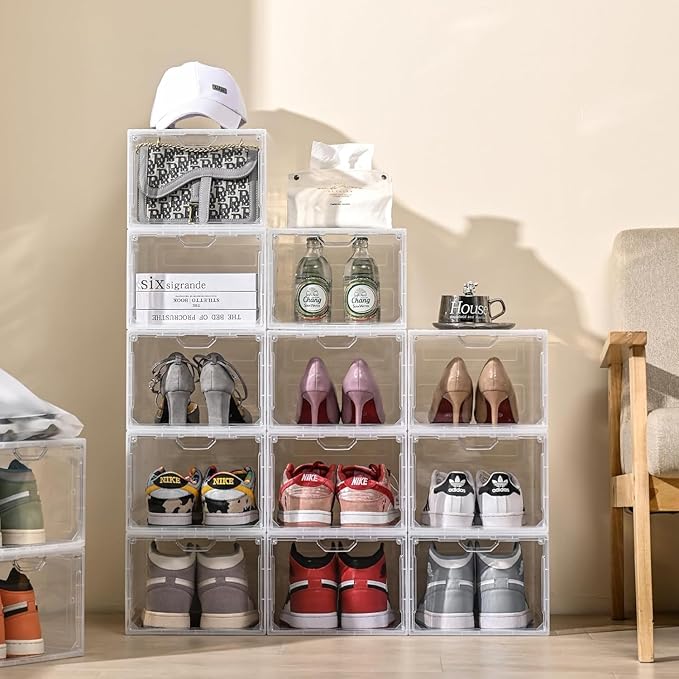 9 Pack Thicken Shoe Organizer Stackable, Upgraded Sturdy Shoe Storage Box - Image 3