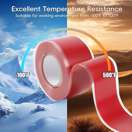 Self Fusing Silicone Tape 2 Rolls 1 in x 10' Red Waterproof Rescue Tape Rubber - Image 5
