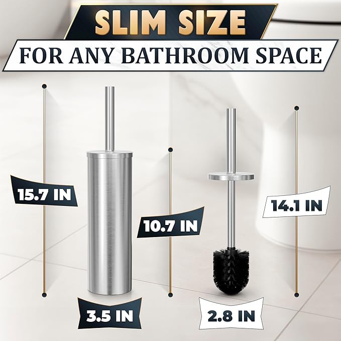 Stylish Stainless Steel Toilet Brush and Holder Set - Image 2