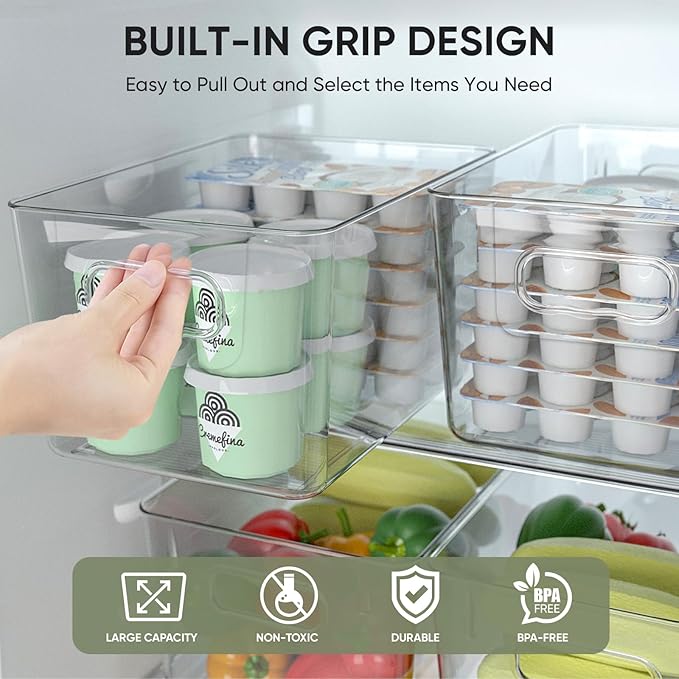 BALEINE Clear Plastic Storage Bins, Pantry Organization, BPA Free Stackable - Image 4