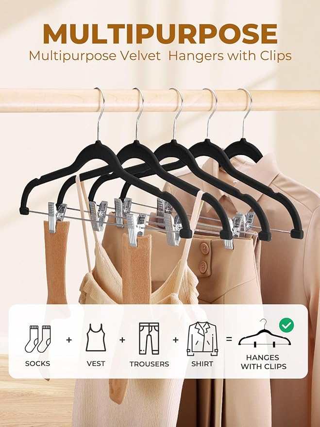 HOUSE DAY Velvet Skirt Hangers 12 Pack, Space Saving Slim Shorts Hanger - Image 2