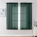 Chyhomenyc Hunter Green Sheer Curtains 54 Inch Long 2 Panels Set, Short Voile by Chyhomenyc