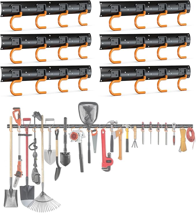 3-H 6×16" All Metal Garden Tool Organizer, Garage Tool Organizer, Broom Holder by 3-H