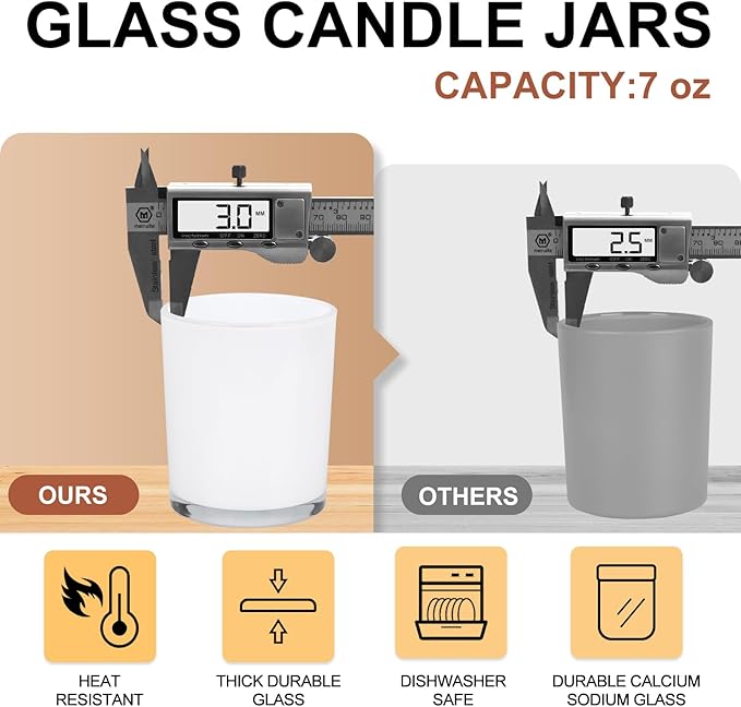 Thick Candle Jars for Making Candles 12 Pcs, 7 OZ Empty Jars - Image 3