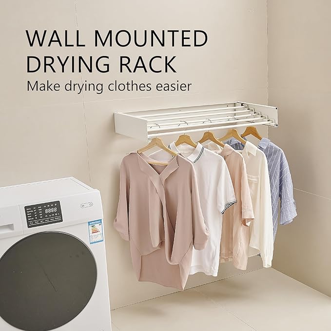 JOOM Laundry Drying Rack Collapsible, Wall Mounted Clothes Drying Rack - Image 2