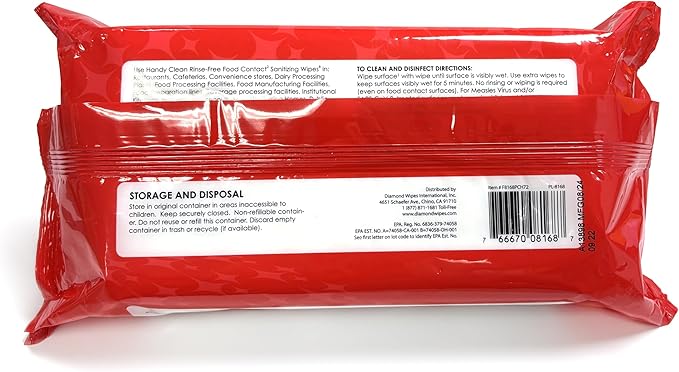 HandyClean Rinse-Free Food Contact Sanitizing Wipes Pouch - Image 4