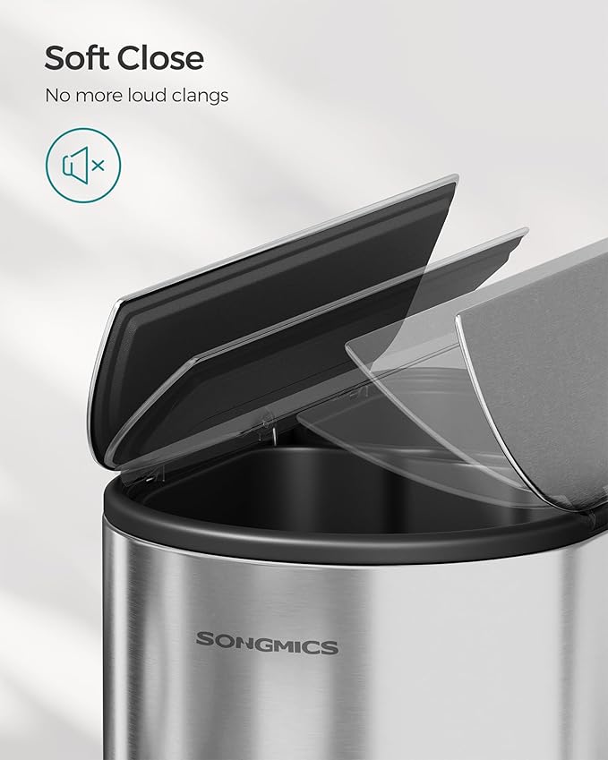 SONGMICS 13-Gallon Dual Kitchen Trash Can, 5.3 and 8 Gallon Compartments - Image 5