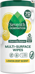 Seventh Generation Multi-Surface Cleaning Wipes, Lemon Zest Scent, Cuts Grease by SeventhGeneration