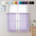Chyhomenyc Sheer Lilac Tier Curtains 24 Inch Length, Small Window Curtains by Chyhomenyc